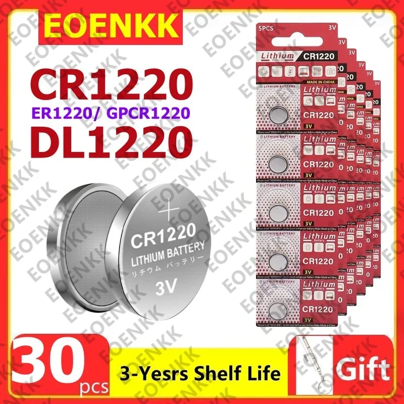 30-200ks CR1220 CR 1220 BR1220 LM1220 DL1220 3V lítium gombíka Cell Cell Batéria pre diaľkové ovládacie prvky s diaľkovým ovládaním.