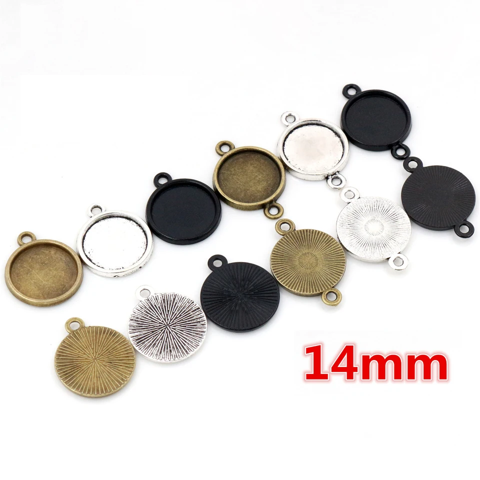30/20ks 14 mm 16 mm 18 mm vnútorná veľkosť Antique Strieborný čierny bronz 6 Štýly Simple Cabochon Base Cameo Setting Charms Pendant