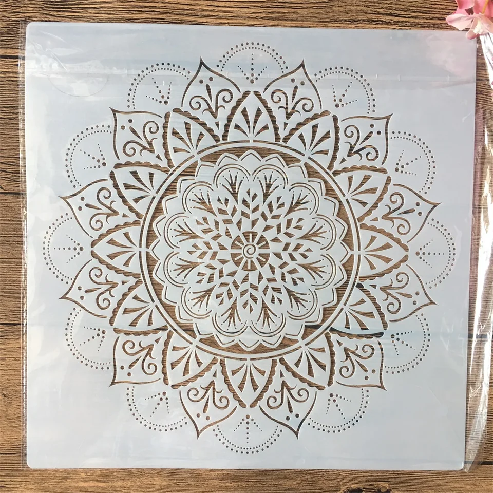 30*30 cm Big Mandala Round Geometry DIY vrstvenie Šabliny nástenné maľovanie zošita sfarbenie Embosing Album Dekoratívna šablóna