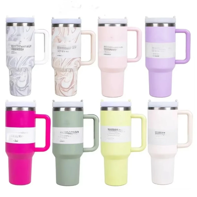 30/40oz s kávovými hrnčekmi kávu Stllogo Pohárik na zvládnutie veka slamy Thermos Cup Silikone Boot z nehrdzavejúcej ocele Izolované ľadové cestovné cestovanie