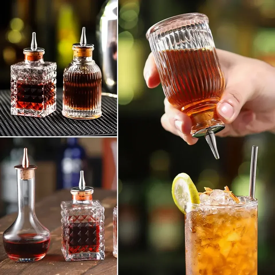 30/50/90/100 ml z nehrdzavejúcej ocele Bitters Bitters Bottle Cocktail Absinthe Mixer Fľaša s čiapkou Vintage Professional Bar Tools