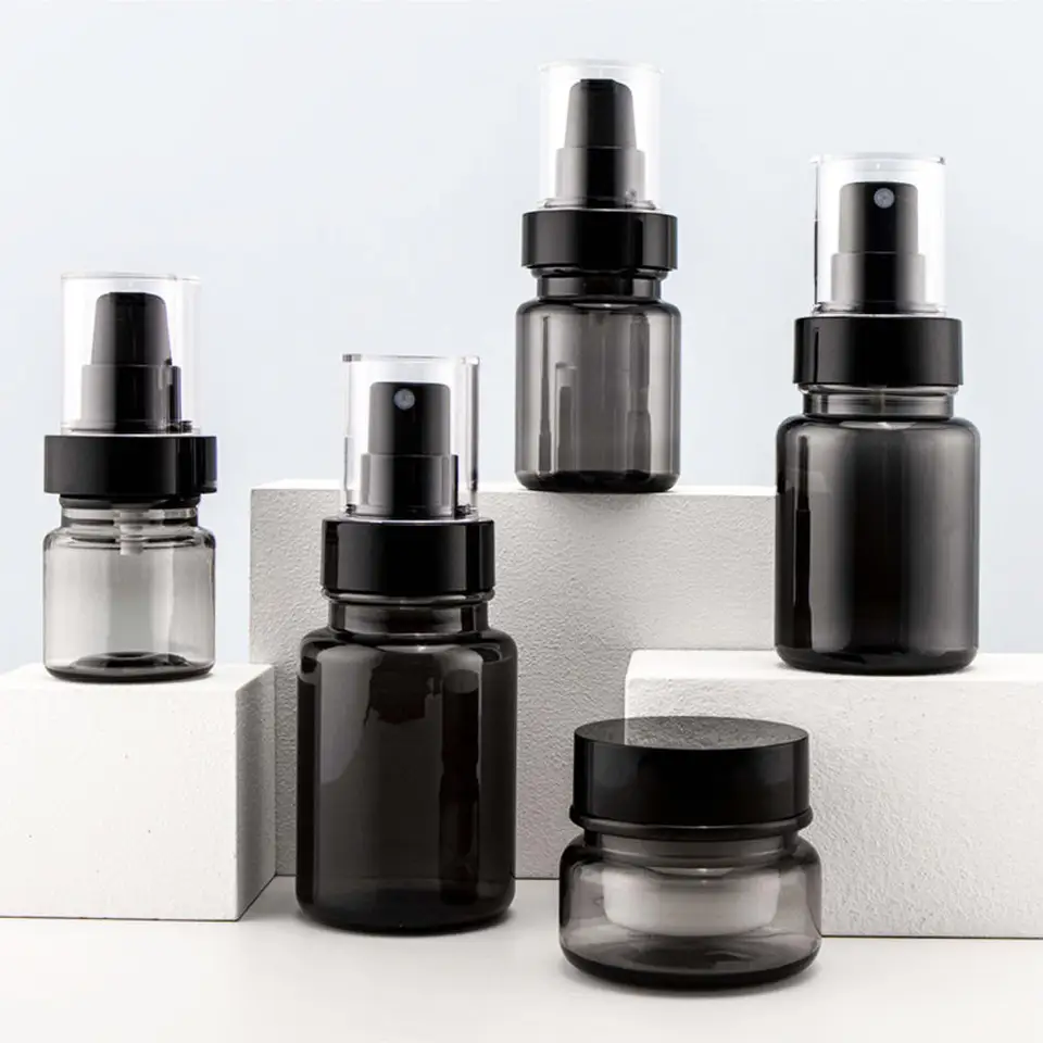 30/50G tvárový krém na tvár hrniec 40/60/10/16/120 ml priehľadné čierne krémové fľaše Parfum Parfum Spray Cestovné opaľovacie krémy kozmetika Sub fľaša