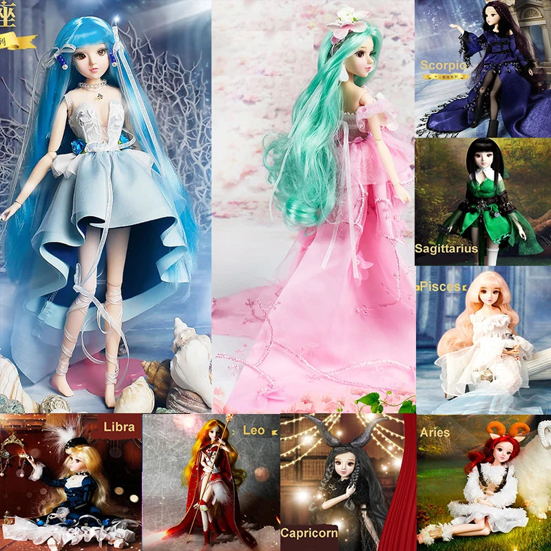 30 cm 12 konštelácií bjd bábika Princess Dress 15 Movely Spojené bábiky hračky make -up šiat Beauty Beauty Bjd Diy Gift pre deti dievčatá