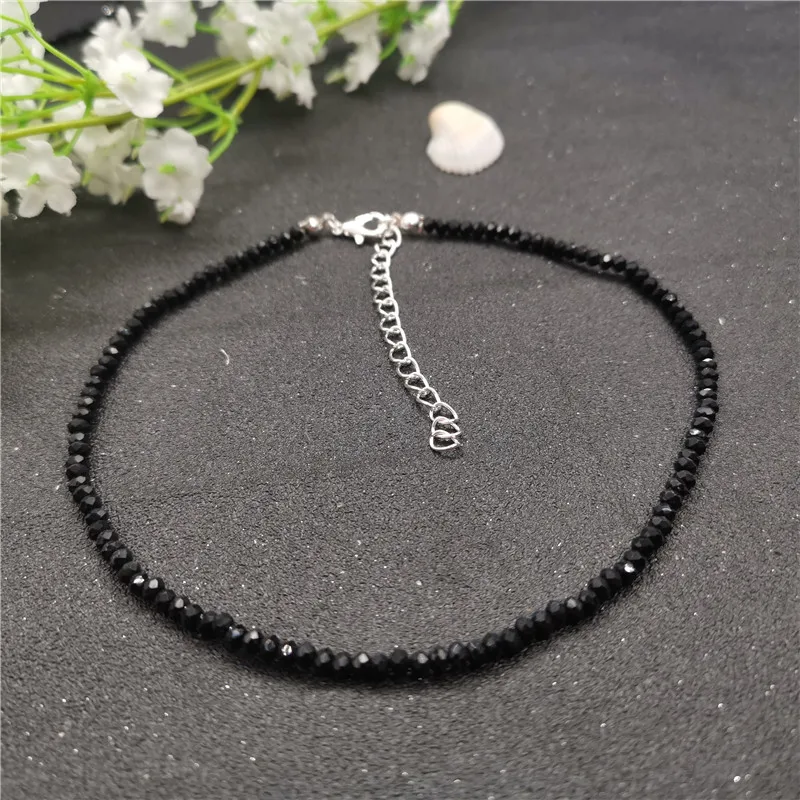 30 cm 40 cm čierne sklo korálky Crystal Choker náhrdelník pre ženy České 3 mm korálkové náhrdelník 2019 módne ženské večierky šperky