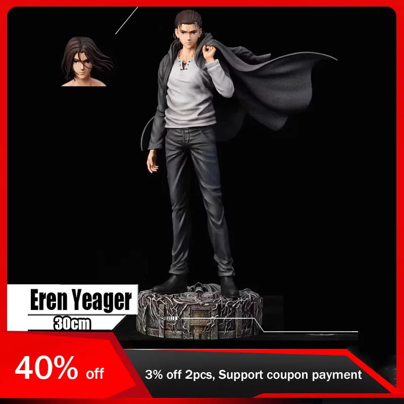 30 cm Anime Attack on Titan Figure Eren Jaeger akčná figúrka s dvojhlavou figurínu PVC Model Model Dolls Boys Darčeky