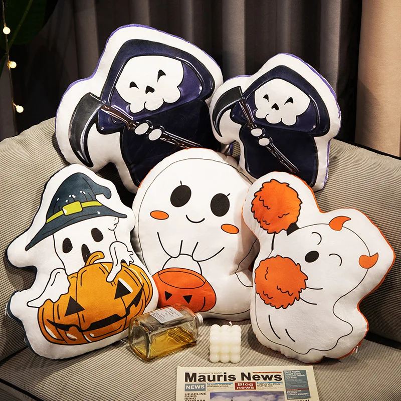 30 cm Funny tekvica Ghost Cute Elfov kostru smrť Dark Cat Soft Mäk vankúš Halloween Domáca dekorácia pohovka vankúš na spánkové hračky