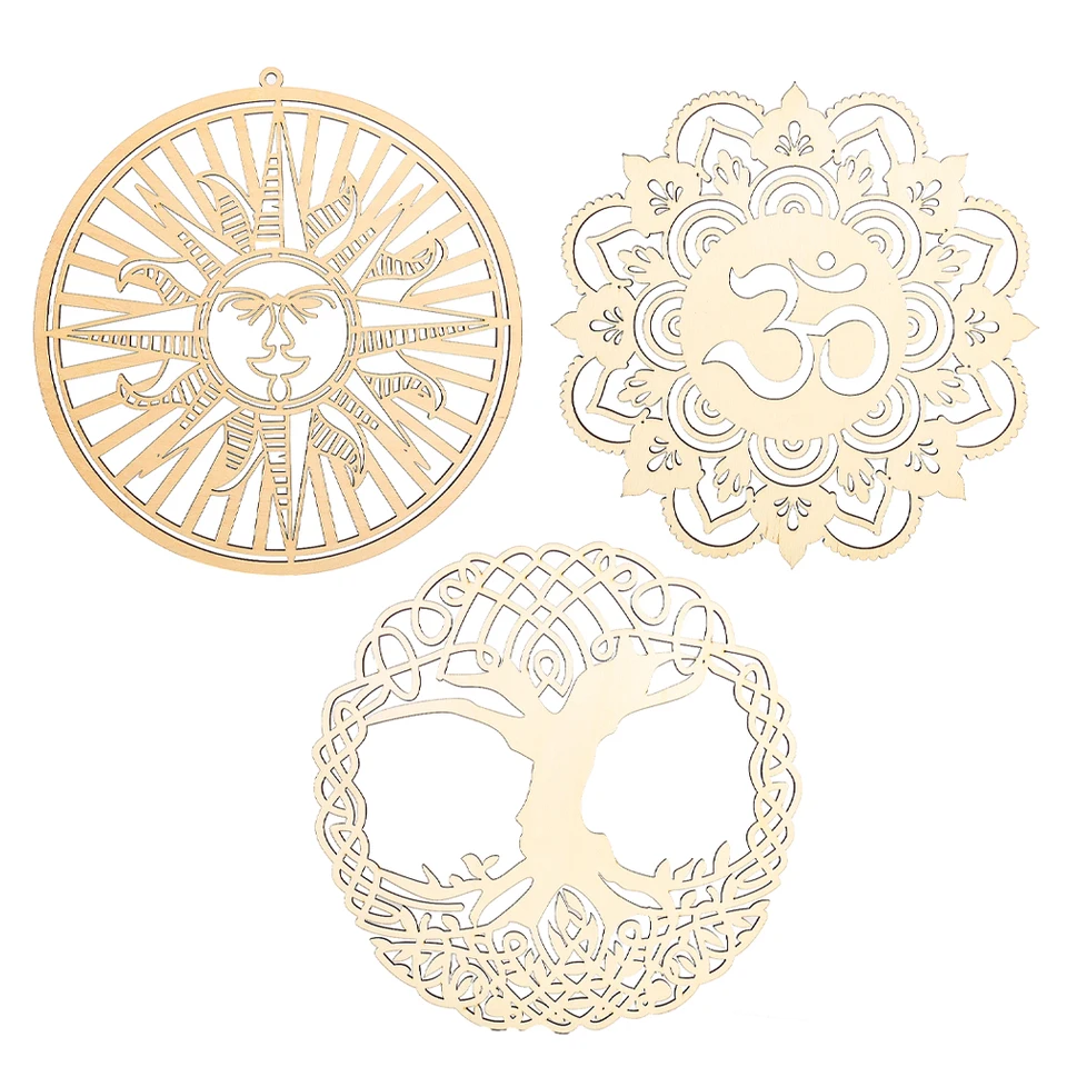 30 cm laser carve dutina Budhistické lotos kvet sanskrit om stromu života slnko drevo prívesok Energia Meditácia liečivý dekor závesný výzdoba