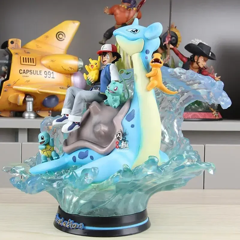 30 cm Pokémonové figúrky Popol Ketchum Squirtle Anime Figures s ľahkou sochou PVC GK Ash Cetchum figurínové modelové hračky pre bábiky