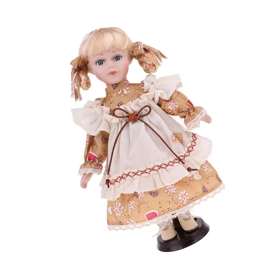 30 cm porcelánová bábika viktoriánske dievča stojace postavy s drevenými stánkami pre deti dospelých zbierky