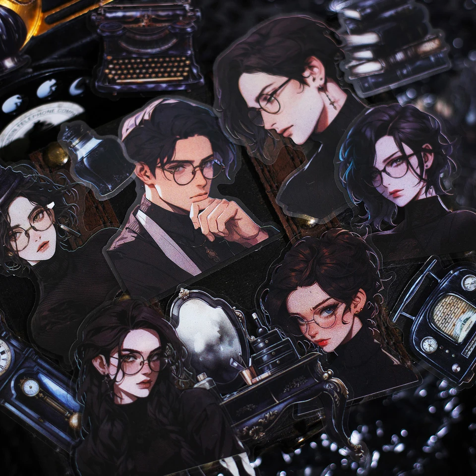 30 ks Dark Gothic Style Characters Stickers Adhesive DIY Hand Account Diary Album Album Scrapbooking Junk Journal Supplies