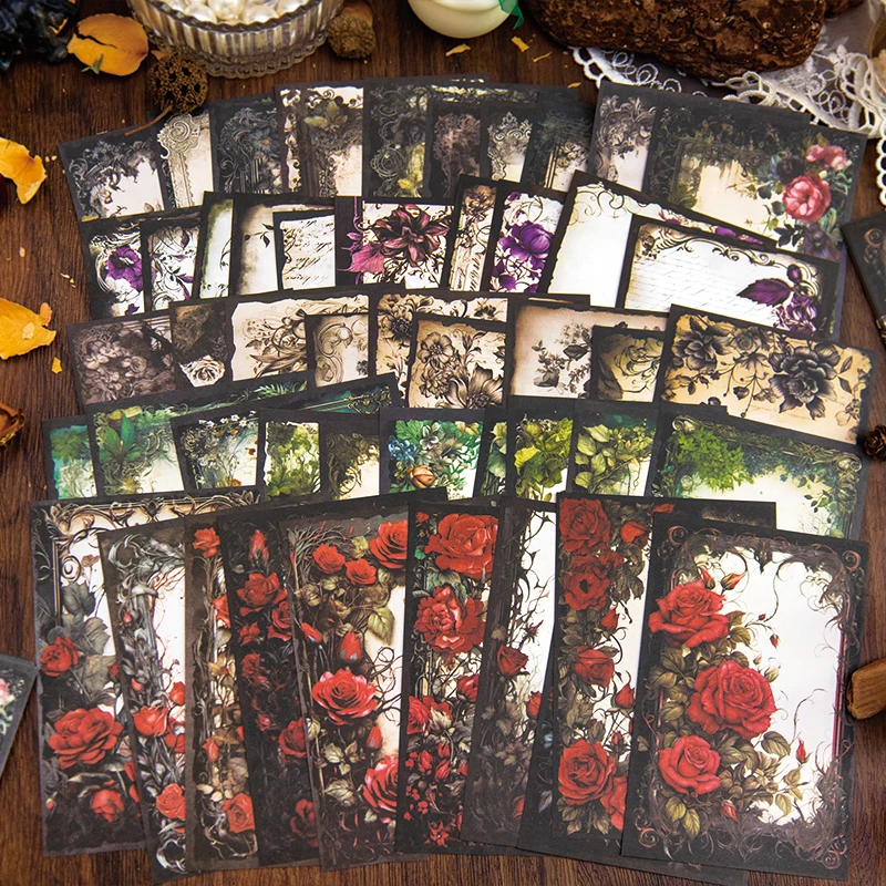 30 listov Vintage ružové dekoratívne papierové scrapbooking Príručka DIY Journal Materials pozadie koláže estetické remeselnícke potreby