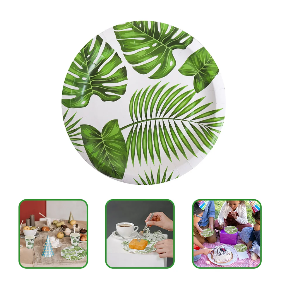 30 PCS Party Papier tanier ovocný podnos Monstera listovej džungle občerstvenie jedlá