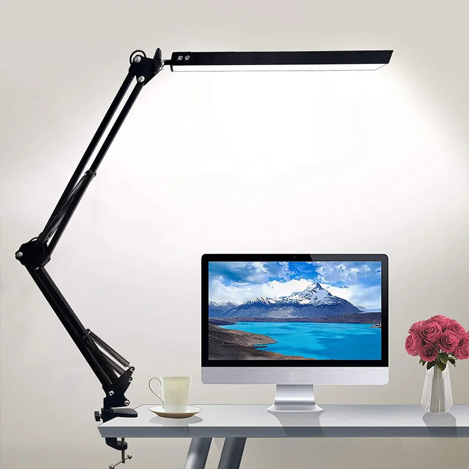 30 režimov s dlhým ramenom LED Desk Lamp so svorkou 3 farebná lampa architekta s otočným stolom v kancelárskom stole trvanlivosti energie úspory žiaroviek