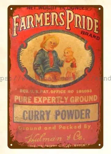 30. storočia poľnohospodári Pride Spice Evansville v Mattoon Indiana Curry Powder Metal Tin