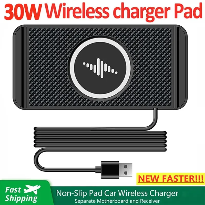 30 W bezdrôtová nabíjačka automobilu Silikón proti podložke Rýchle nabíjanie pre iPhone 16 15 Pro Max Samsung S24 23 Airpods 4 Nabíjacia stanica