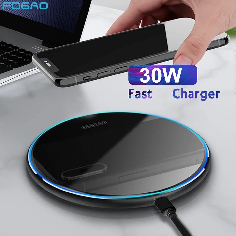 30 W bezdrôtová nabíjačka Indukcia rýchleho nabíjacieho podložky Dock Station pre iPhone 16 15 14 13 12 11 XS AirPods 3 Pro Samsung S24 S23 S22
