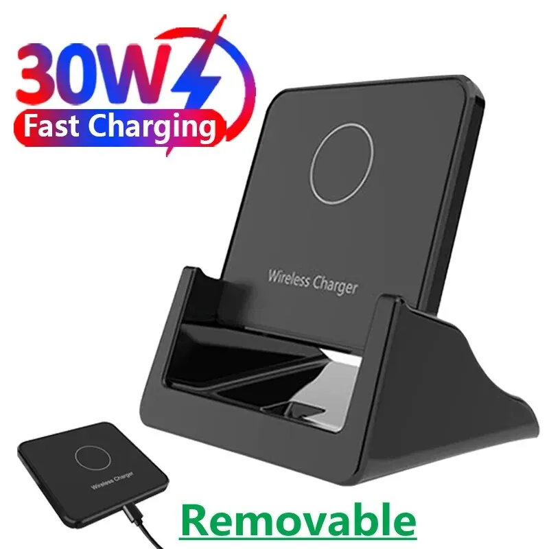 30 W bezdrôtová nabíjačka Stand Stand Desktop Ultra-tenký mobilný telefón rýchle nabíjanie Dock Station pre iPhone 15 14 13 12 Samsung Xiaomi