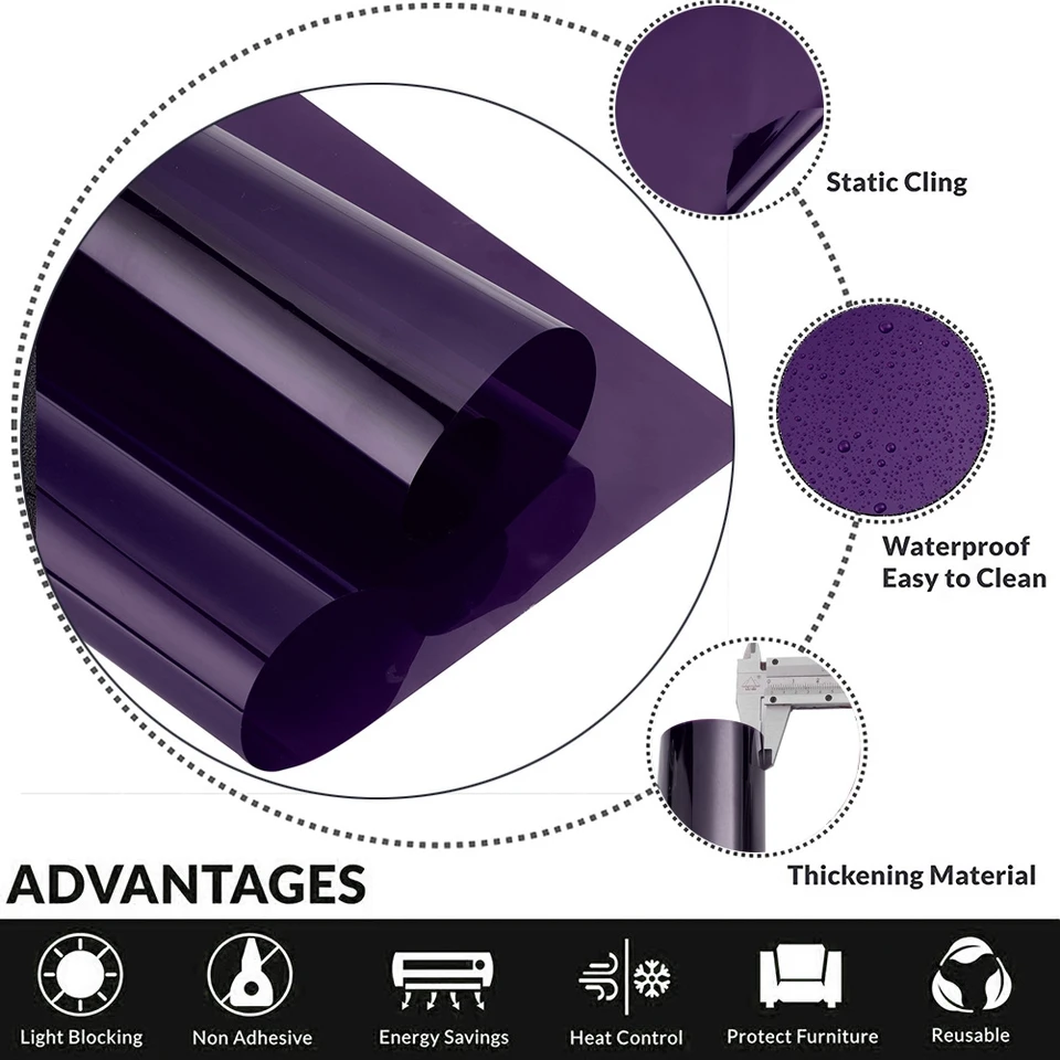 300 cmx50cm fialové auto okenné fólie Tepelné ovládanie anti UV reflexný filmový filmový tónový tónovací tónovací film VLT 40% Clear