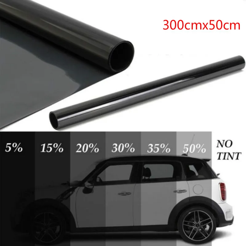 300 cmx50cm Čierne auto okenné fólie čierne auto automatické auto Domov okenné sklo Budova Budova Film Roll bočné okno Slnečné UV ochranu