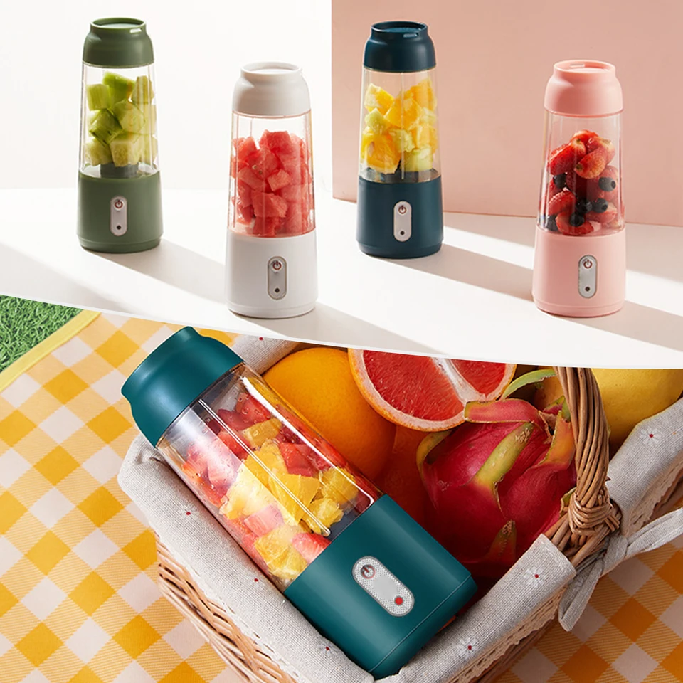 300 ml prenosný mixér USB nabíjateľný, odšťavovač osobnej veľkosti s 2 čepeľami, cestovná mixérka fľaša odšťavovača pre potrasy smoothies