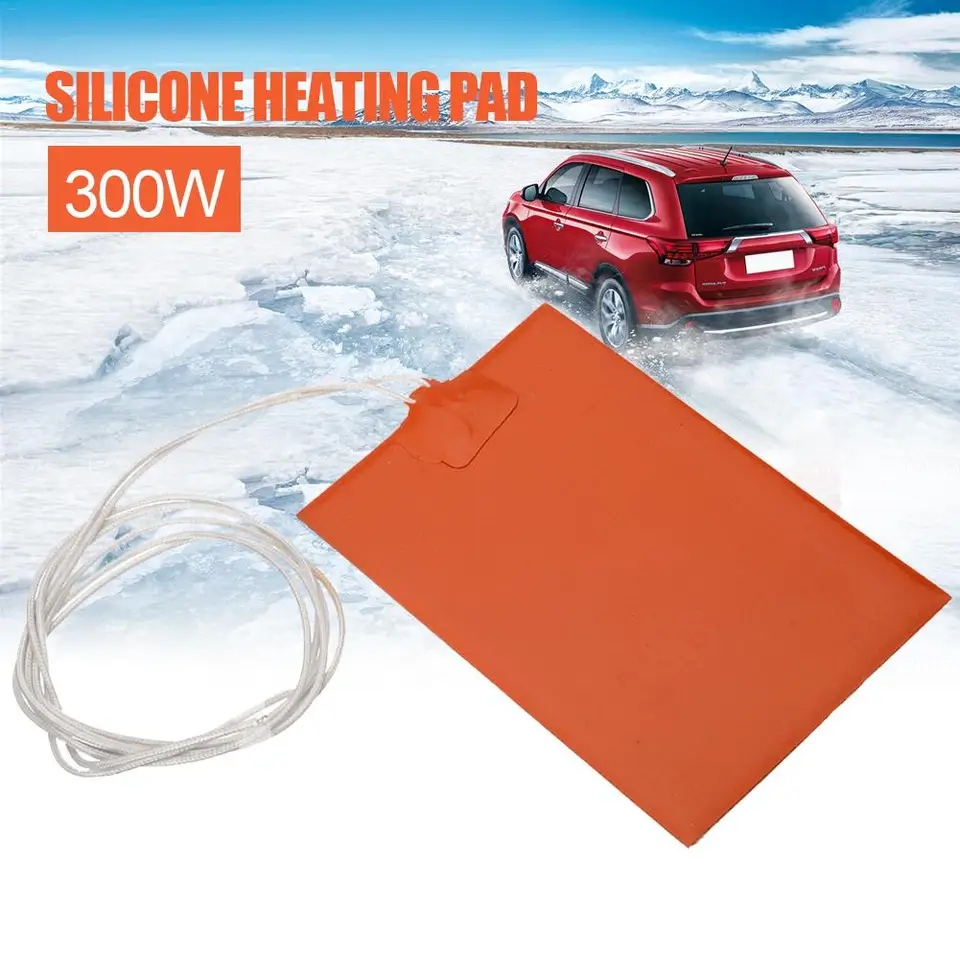 300 W 220V Univerzálna palivová nádrž Vodná nádrž na gumové vykurovanie Math Motor Oil Tank Silikone Ohriečko podložka nepremokavá 10x15cm 20x20cm