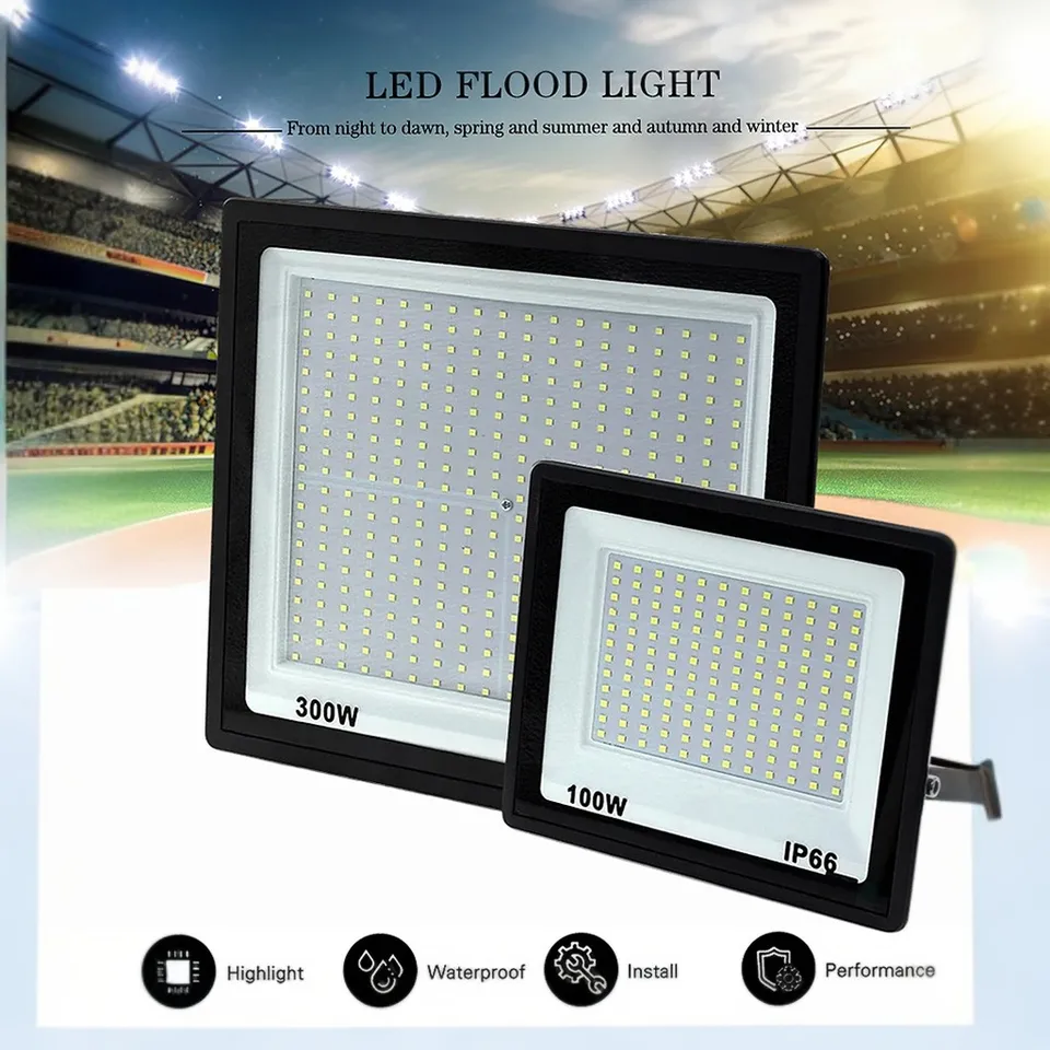 300 W LED svetlomet 200 W 100W outdoorové reflektory Temperované sklenené povodňové svetlá IP66 nepremokavý LED projektor 150 W na stene Light 220V
