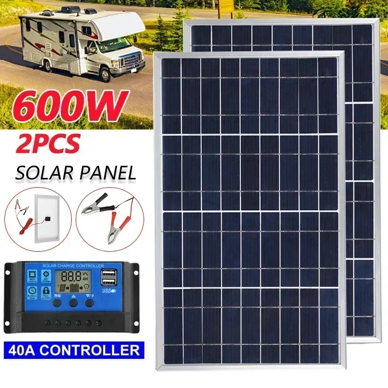 300 W súprava solárnych panelov Kompletná 12V polykryštalická USB Power Prenosná vonkajšia dobíjačka solárne bunky Solárny generátor pre domov