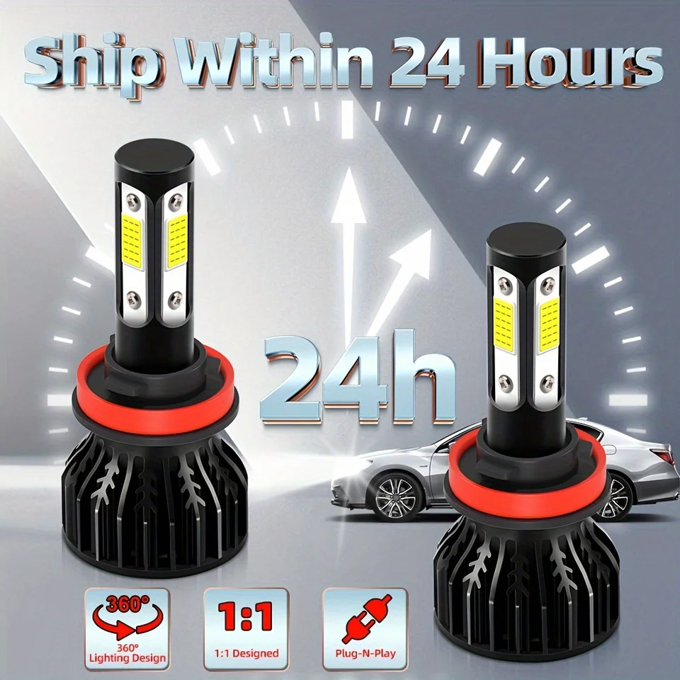 30000LM Automatické žiarovky s hlavným svetlom 300W HID H4 H7 H11 H13 9005 HB3 9006 HB4 LED svetlomety 6000K FOG LAMPS 12 V Predné svetlá