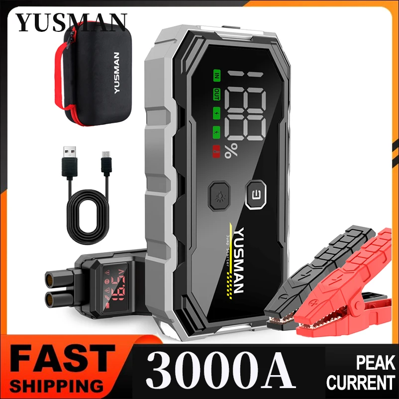 3000A Power Bank Squan Squan Starter Prenosná auto batéria Núdzový posilňovač 12800 mAh bezdrôtové nabíjanie 12 V automatické štartovacie zariadenie