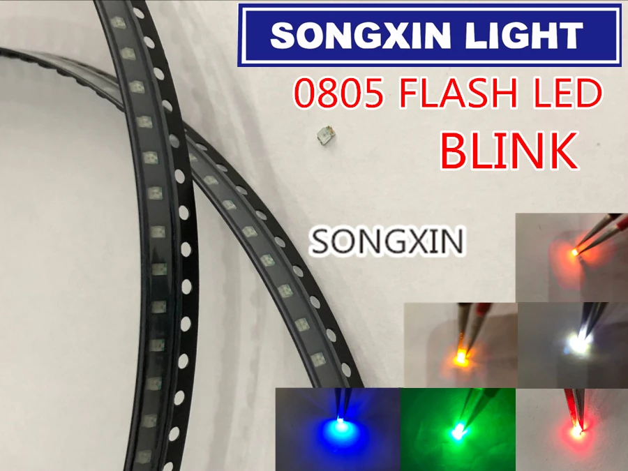3000ks 0805 Flash LED diódy SMD Diódy Warm White Blue Blue Green Žltá oranžová oranžová RGB Svetlo Emitujúce Diod Alto 0805 Zmena farby Blink Color