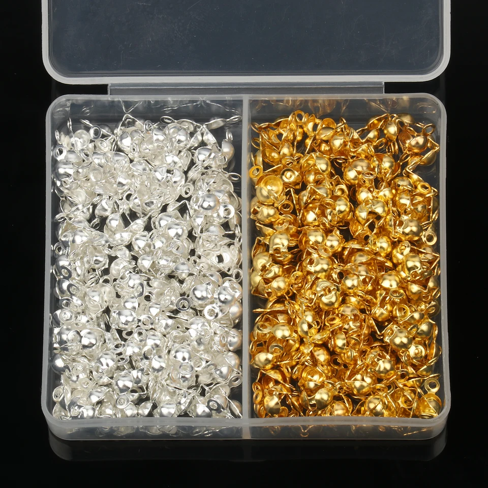 300ks boxový dvojfarebný konektorový spona na montáž loptičného reťazca Calotte End Crimps Beads Connector pre kutilové šperky výroba 8 mm