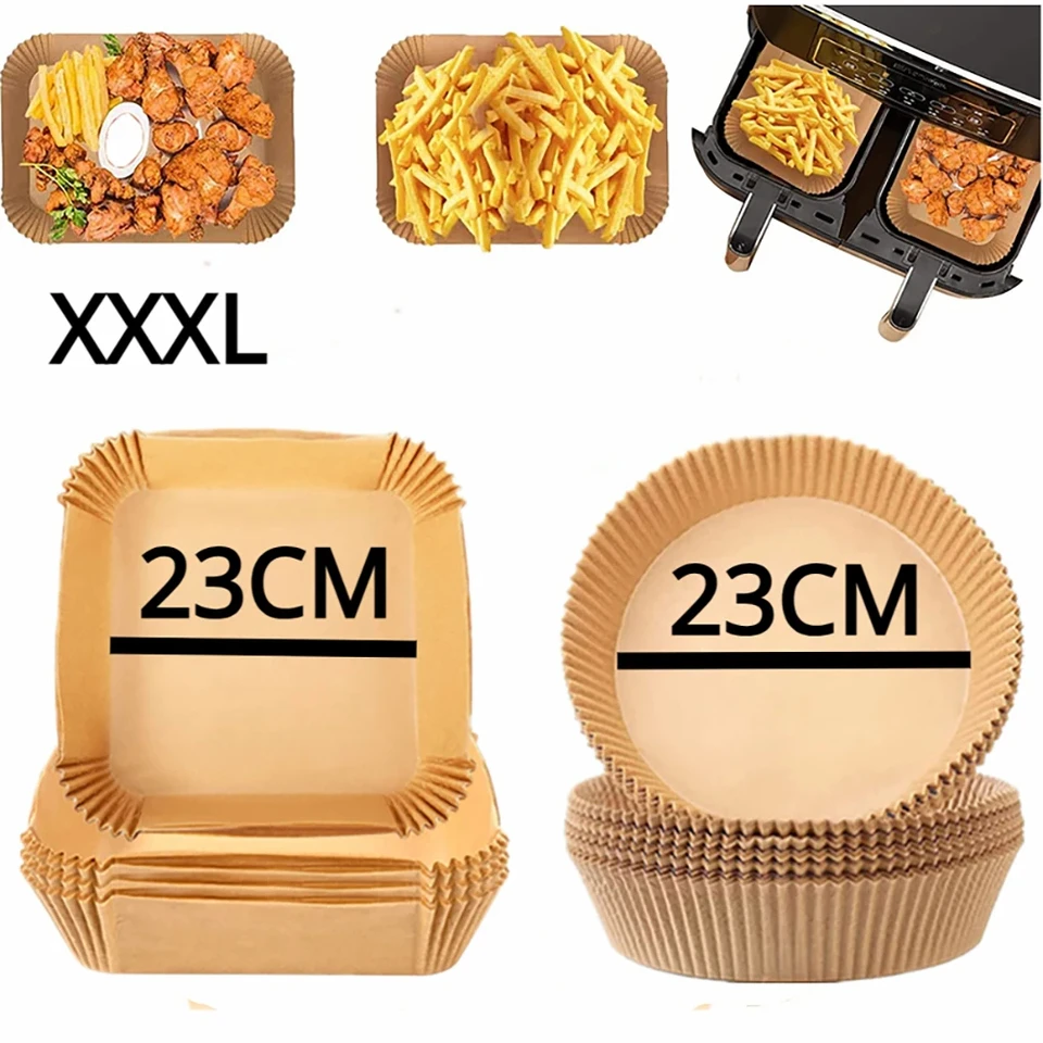 300ks veľký vzduchový fritéza jednorazový papier štvorcový štvorcový 23 cm Neopatrný letecký pergamenový papier na varenie naparovacieho koša