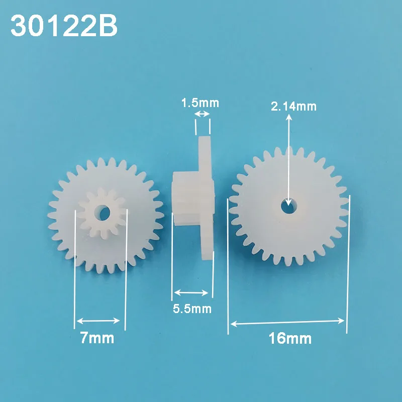 30122b 0,5 m plastový pomom priemer prevodovky 16 mm 30 zubov 12 zubov dvojvrstvový prevodový stupeň 2 mm otvor Diy Hray Parts Doplnky