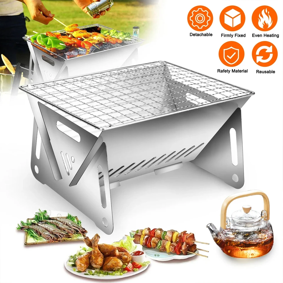 304 Grilovanie kachlí Domácnosť Grilovanie grilu Mini brazier skladací gril gril uhlia nádvorie BBQ prenosný požiarny sporák s grilom