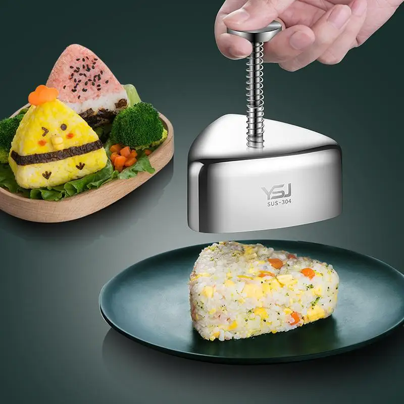 304 Karikačné modelovanie z nehrdzavejúcej ocele Onigiri forma, trojuholník ryžová guľa Bento, DIY Nordic Folds for Children Food kawaii mol