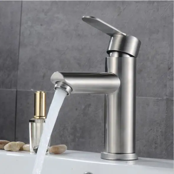 304 Washbasin z nehrdzavejúcej ocele, povodie, horúca a studená kohútik, kúpeľňa, kúpeľňa umývanie