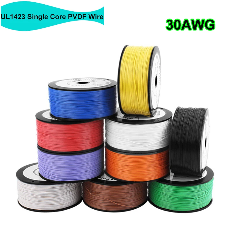 30awg UL1423 PTFE WIRES Vysokoteplotné mikro jemné drôtové vedenie Jedno jadro PVDF Izolované strieborné elektrické medené kábel