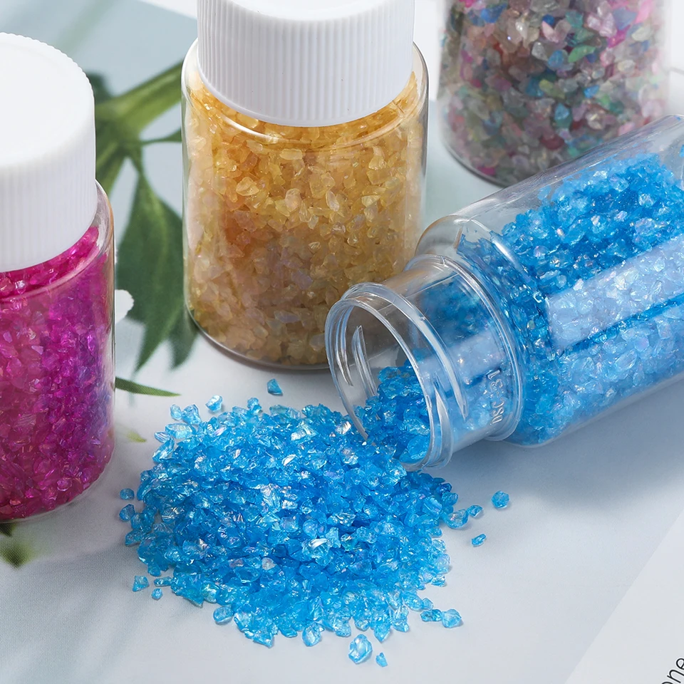 30g/fľaša nepravidelné sklo rozdrvené kamenné kryštalické štrkové náplň pre diy epoxidová živicová pleseň výplne remeselné dekoratívne nechty
