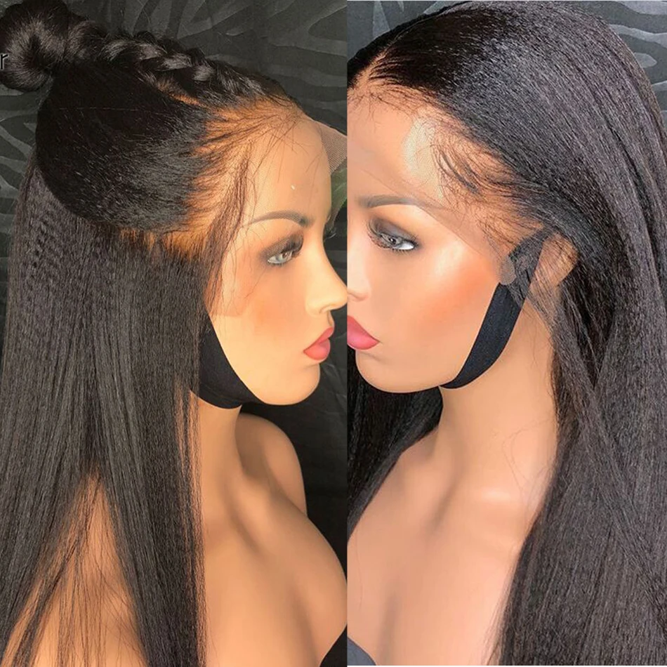 30inch13x4 výstredné priame parochňu predné ľudské vlasy Parochňa Indian Remy Yaki ľudské vlasové čipky čelné parochne pre ženy