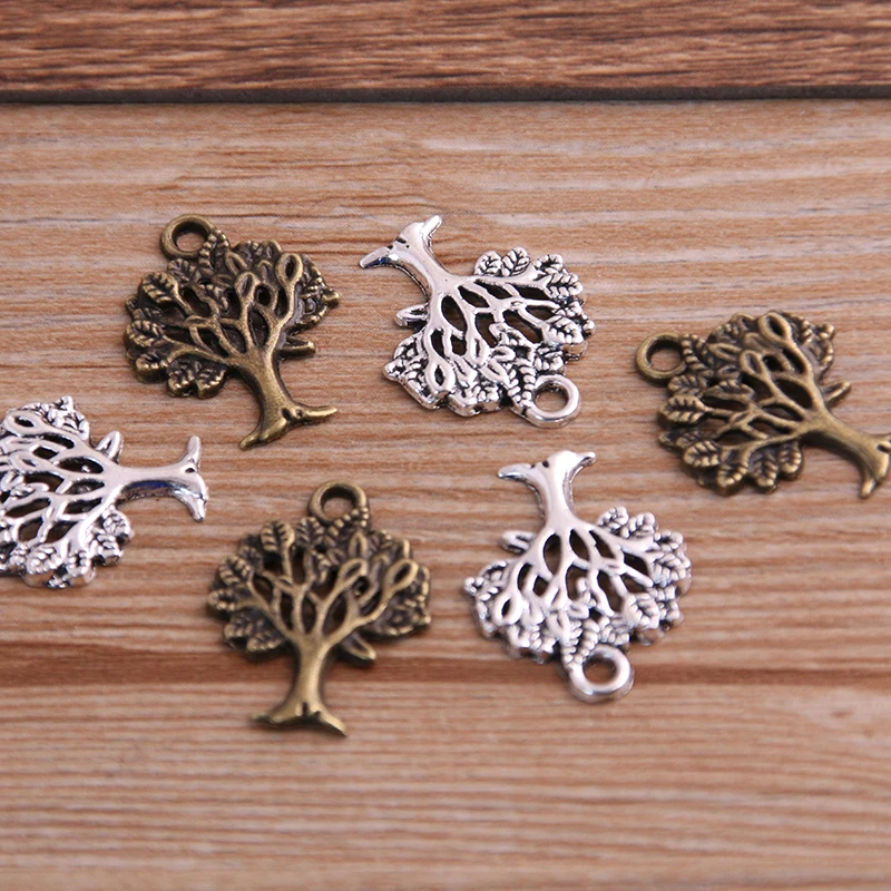 30ks 16*21 mm rastlinné kúzla Tree prívesok Dve farby DIY retro šperky Náramok náramkov Značenie