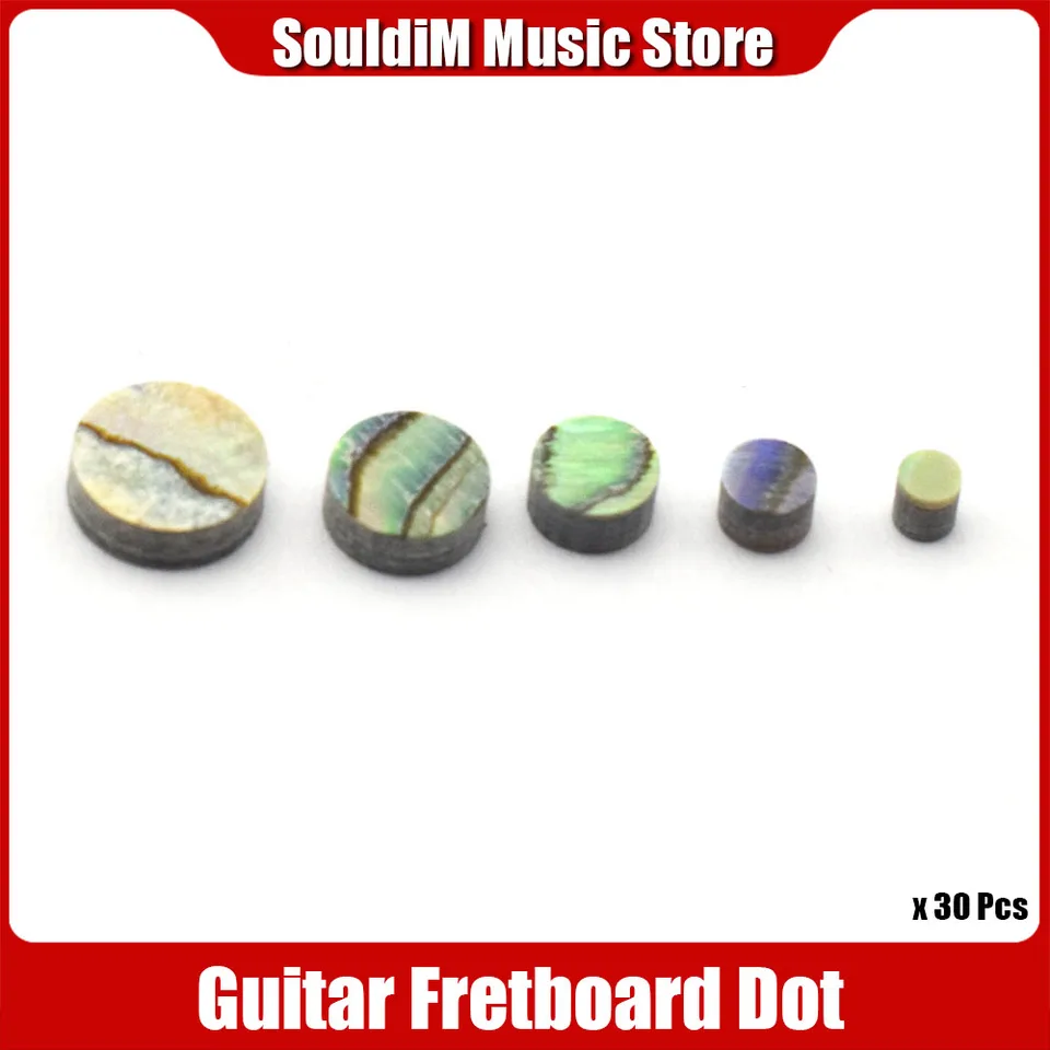 30ks 2/3/4/5/6*2 mm abalonové škrupiny vložky Biela matka perlovej škrupiny Dot Fret Inlay Maker pre gitarový hmatník hmatníka
