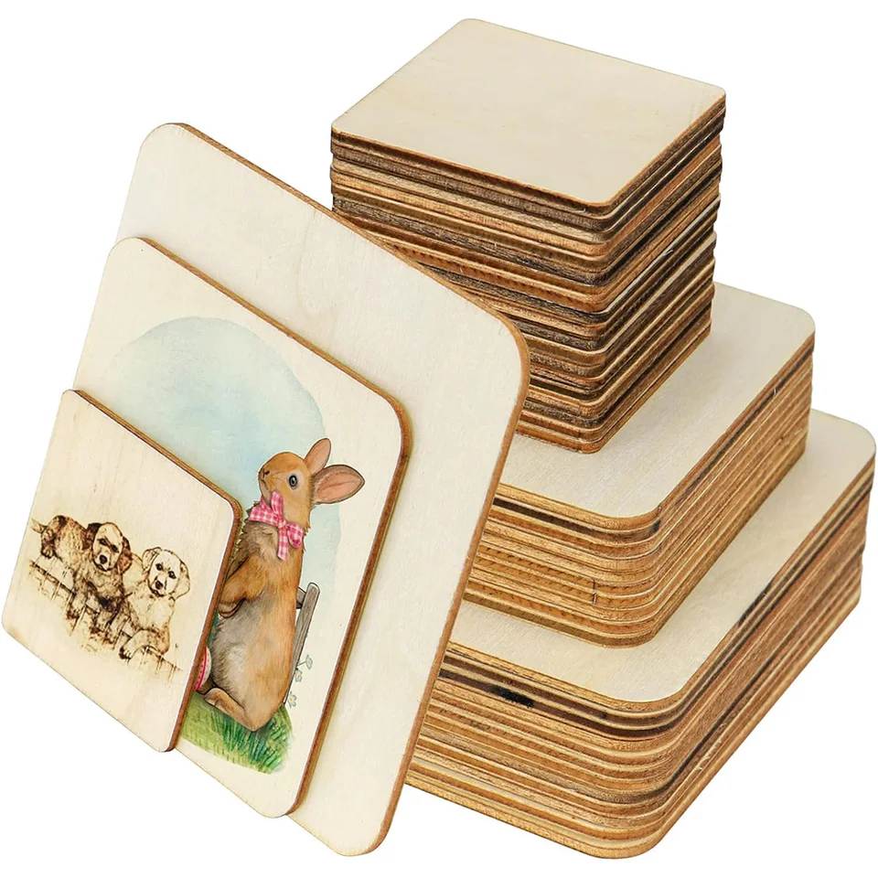 30ks 2,7 mm tenké štvorcové drevené dosky DIY Painting Graffiti Hračka Výroba 5 cm/8cm/10cm