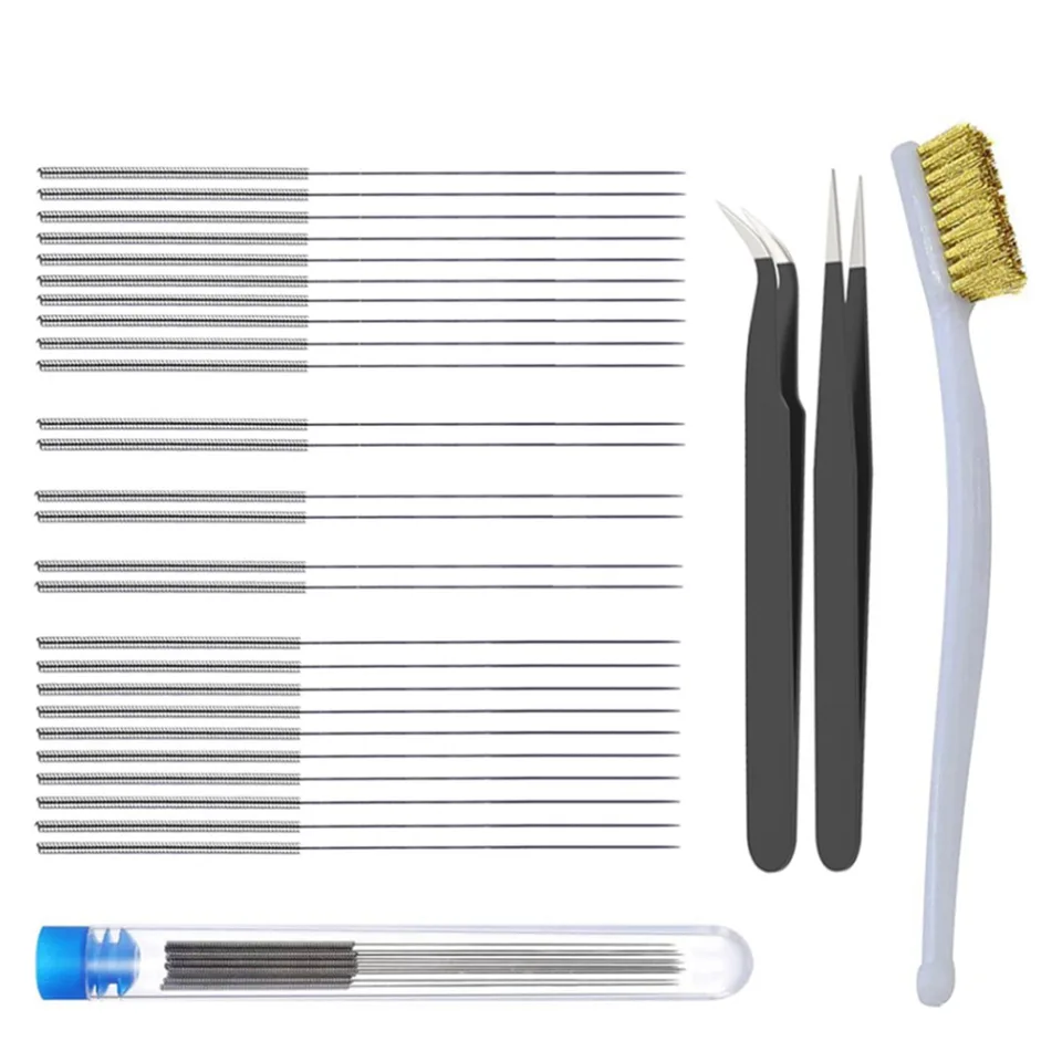 30ks 3D diely Tlačiarna Ohybná dýza čistiaca čistiaca čistiaca čistiaca ihla Bit Brush Tinser Tinker Súprava nástrojov pre CR10 Ender 3