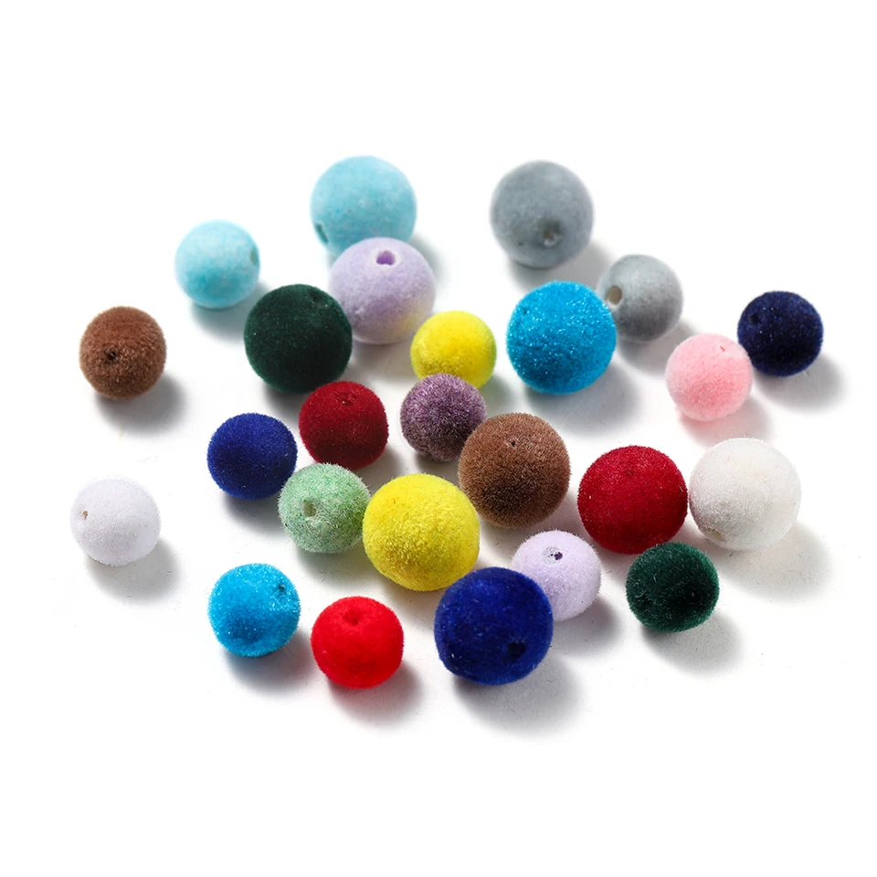 30ks 8/10 mm farebné lemovanie pitch Plush Akrylové guľôčky voľné rozperkové korálky pre domácich náušníc náramok na náramok