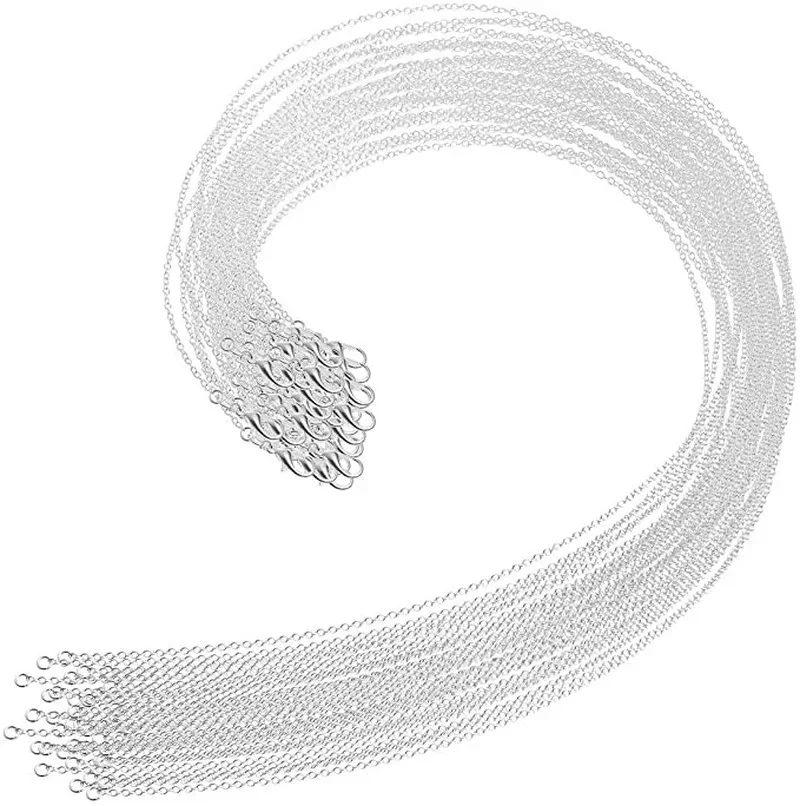30ks 925 Sterling Silver 1 mm jemné reťaze náhrdelník pre ženy Men módne večierok luxusný dizajnér šperky set svadobné prívesky