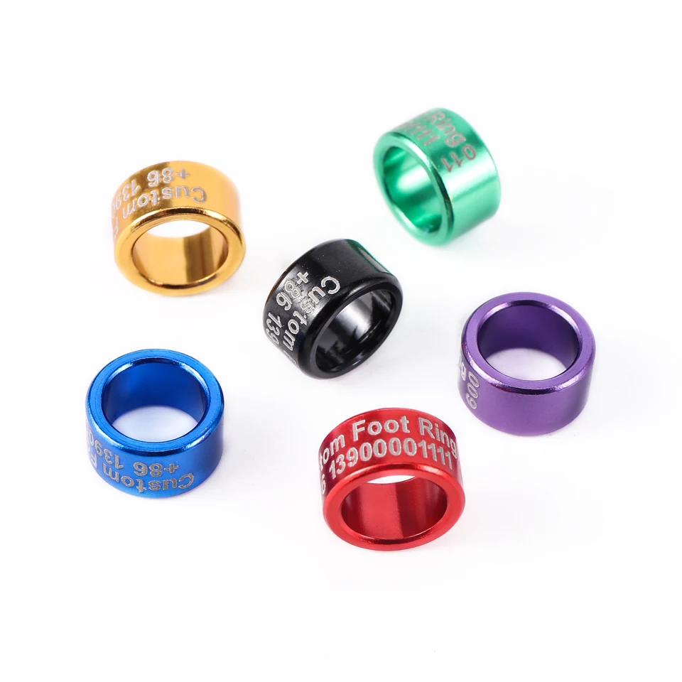 30ks ID 8 mm 10 mm Pigeon Foot Ring Prispôsobenie zákazníka definovaného obsahu chodidla Rok + meno + telefónne číslo + kód krajiny