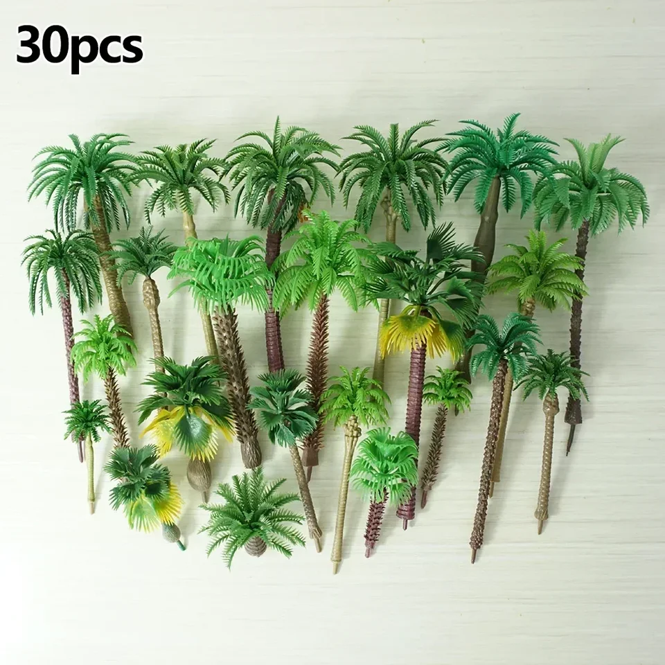 30ks modelové stromy kokosová palma 3D krajina umelé miniatúrne stromové scenérie dekorový model vŕby