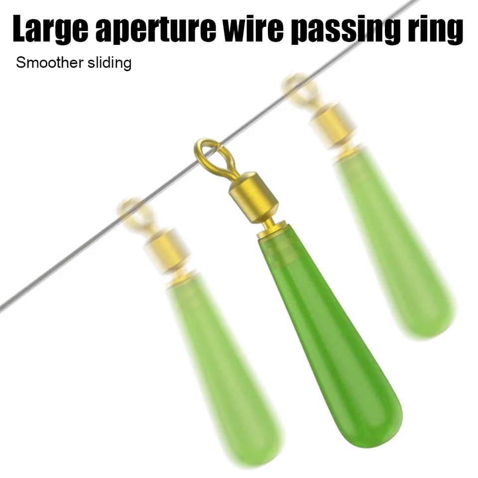 30ks rotujúce drift float proti uzde rýchleho sub drôtu Dvojité otáčajúce krúžky Otáčanie bóje meďnaté sedadlo Fishing Tools Gadget