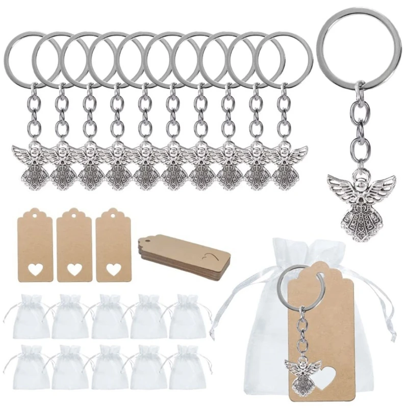 30ks/set módne anjel Keychain s vrecami na reťazové priadze Keyring Ďakujeme za prívesok pre deti