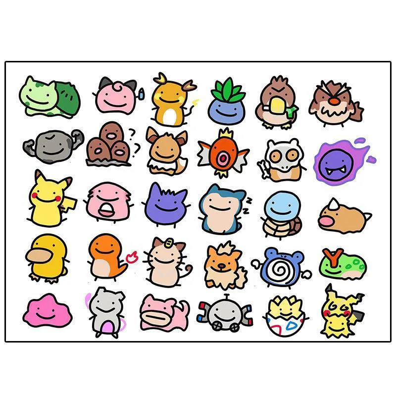 30ks Takara Tomy Pokemon Tattoo Stickers Stiapky nepremokavé karikatúra Anime roztomilý nálepka pikachu kawaii dievčatko chlapec narodeniny darček